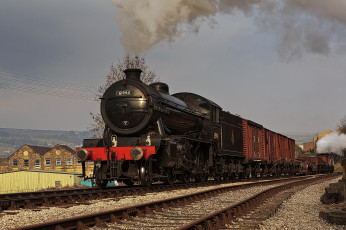 Картинка техника паровозы рельсы дорога железная состав паровоз