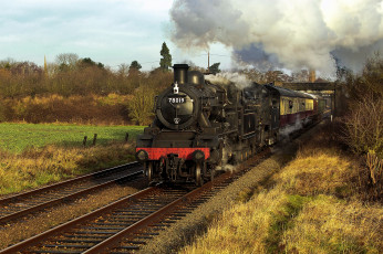 Картинка техника паровозы рельсы состав дорога железная паровоз