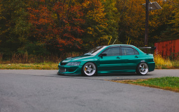 Картинка mitsubihi автомобили mitsubishi зелёный дорога