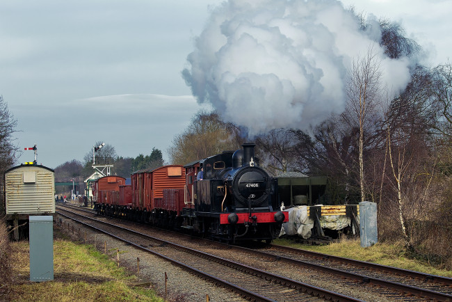 Обои картинки фото техника, паровозы, дорога, железная, рельсы, состав, паровоз
