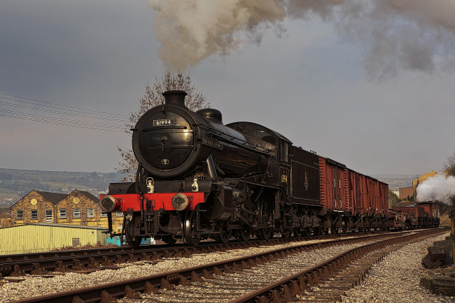 Обои картинки фото техника, паровозы, рельсы, дорога, железная, состав, паровоз