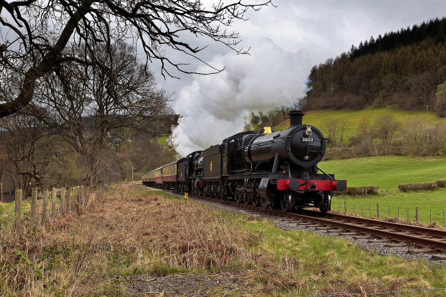 Обои картинки фото техника, паровозы, состав, паровоз, дорога, железная, рельсы