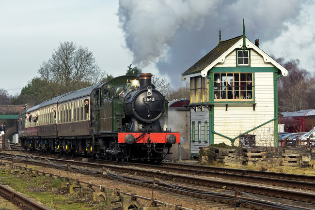 Обои картинки фото техника, паровозы, состав, паровоз, рельсы, дорога, железная