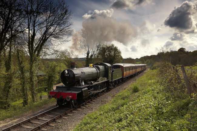 Обои картинки фото техника, паровозы, состав, паровоз, железная, дорога, рельсы