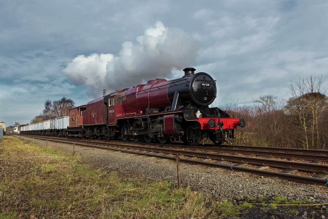 Обои картинки фото техника, паровозы, железная, дорога, рельсы, паровоз, состав