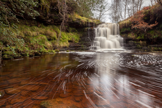 Обои картинки фото природа, водопады, лес, река, водопад