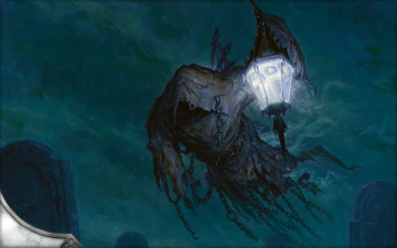 Картинка фэнтези призраки ночь ghost призрак фонарь кладбище могилы фантом привидение