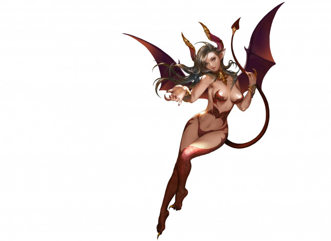 Обои картинки фото фэнтези, демоны, арт, демон, девушка