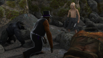 Картинка 3д+графика фантазия+ fantasy фон взгляд парень обезьяны