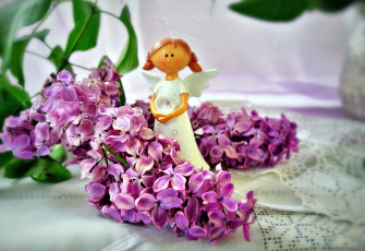 Картинка цветы сирень ангел ветка