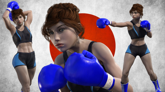 Обои картинки фото 3д графика, спорт , sport, девушка, фон, взгляд