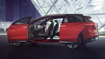 Картинка 2019+volkswagen+id +roomzz автомобили volkswagen новинки авто 2019 id roomzz красный