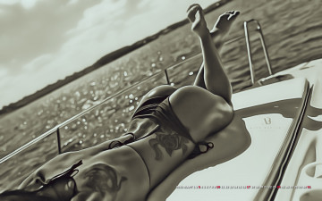 Картинка календари компьютерный+дизайн яхта тату водоем девушка