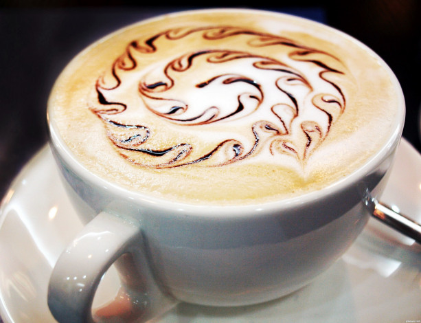 Обои картинки фото еда, кофе,  кофейные зёрна, капучино