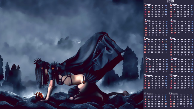 Обои картинки фото календари, фэнтези, плащ, девушка