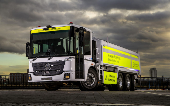 Обои картинки фото 2019 mercedes-benz econic, автомобили, mercedes trucks, mercedes, грузовик, для, уборки, немецкие, грузовики, экстерьер, четырехосный