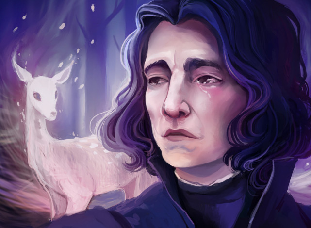 Обои картинки фото рисованное, кино,  мультфильмы, северус, снейп, слеза, лицо, лань