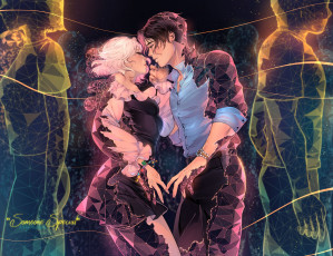 Картинка рисованное люди девушка парень пара