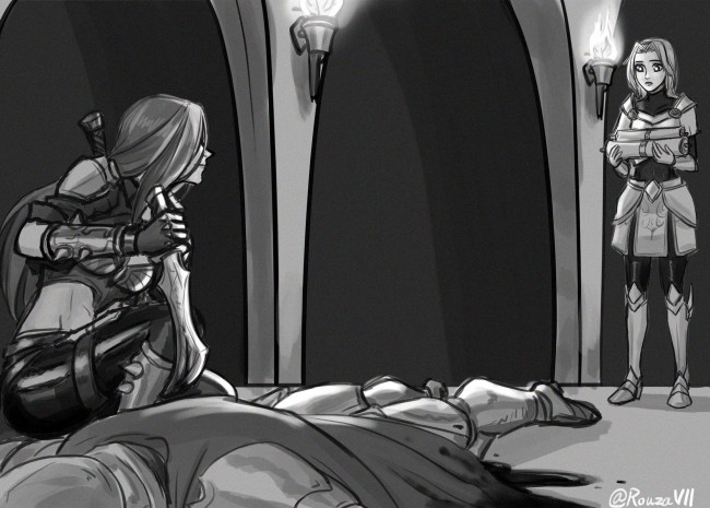 Обои картинки фото видео игры, league of legends, katarina, lux, труп