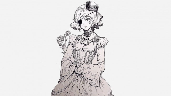 Обои картинки фото рисованное, люди, девушка, глаз, платье