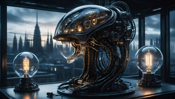 Картинка фэнтези роботы +киборги +механизмы нейросети графика нейроарт ai art нейронные сети рисунки нейро искусство нейрографика graphics neuroart neural networks drawings neuro neurography механический образ в стиле чужого