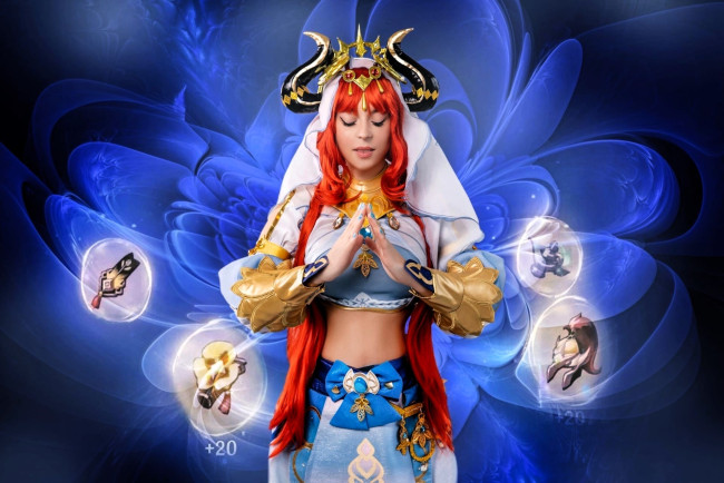 Обои картинки фото девушки, анна шаховская, образ, косплей, наряд, украшения, цветок