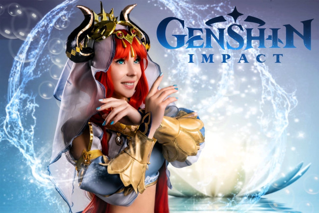 Обои картинки фото девушки, анна шаховская, образ, косплей, наряд, украшения, вода, пузыри