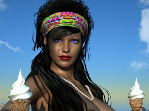 Картинка 3д графика people люди бусы