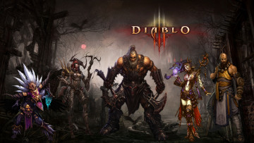 Картинка видео игры diablo iii город деревья ночь