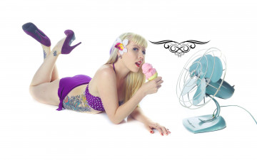 Картинка -Unsort+Блондинки девушки unsort блондинки вентилятор мороженое