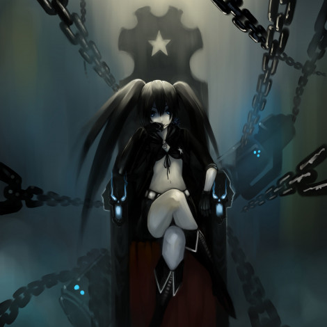 Обои картинки фото аниме, black, rock, shooter