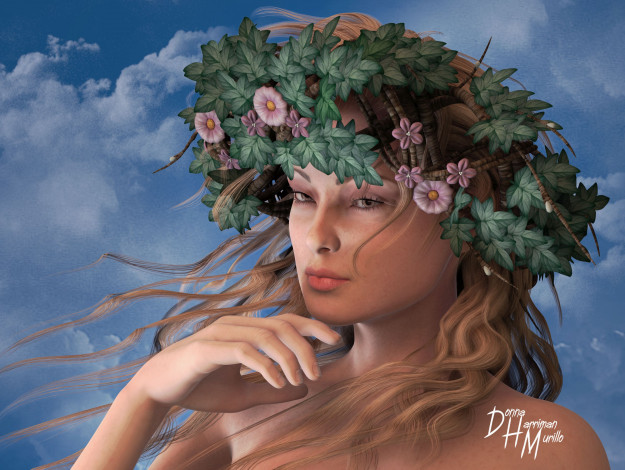 Обои картинки фото 3д, графика, people, люди, венок