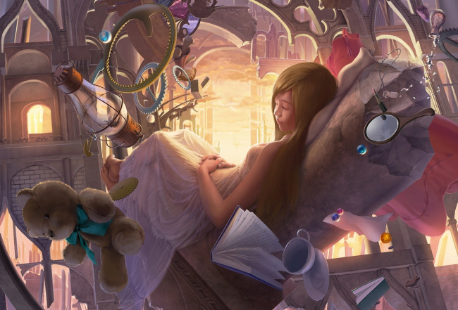 Обои картинки фото фэнтези, девушки, сон, игрушки, девочка