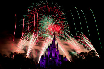 Картинка города диснейленд штат флорида зрелище представление фейерверк сша шоу замок золушки