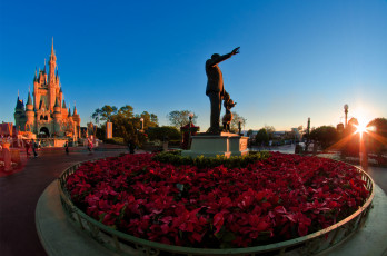 Картинка города диснейленд рассвет солнце