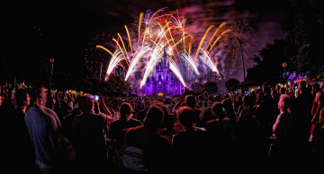 Картинка города диснейленд замок золушки штат флорида сша фейерверк шоу представление зрелище