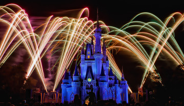 Картинка города диснейленд зрелище представление замок золушки штат флорида сша фейерверк шоу