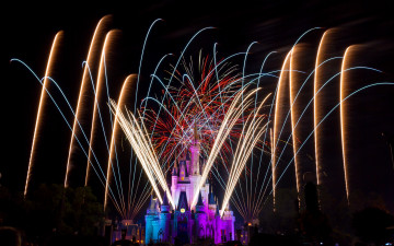 Картинка города диснейленд зрелище представление шоу фейерверк сша штат флорида