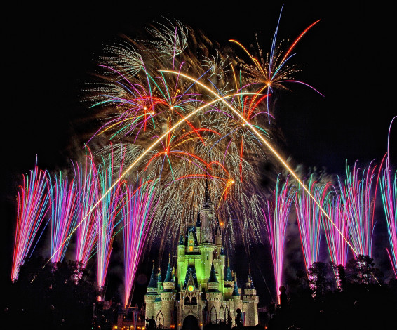 Обои картинки фото города, диснейленд, замок, золушки, штат, флорида, сша, фейерверк, шоу, представление, зрелище