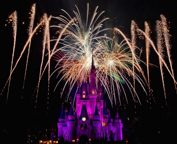 Обои картинки фото города, диснейленд, замок, золушки, штат, флорида, сша, фейерверк, шоу, представление, зрелище