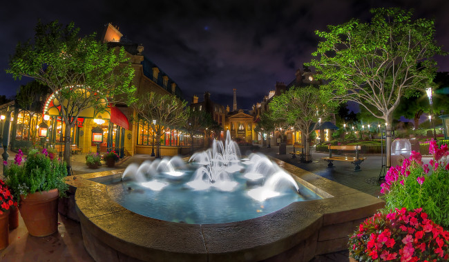 Обои картинки фото города, диснейленд, фонтан