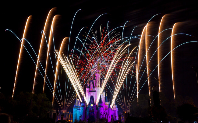 Обои картинки фото города, диснейленд, зрелище, представление, шоу, фейерверк, сша, штат, флорида