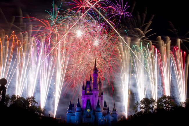 Обои картинки фото города, диснейленд, фейерверк, шоу, представление, зрелище, сша, штат, флорида, замок, золушки