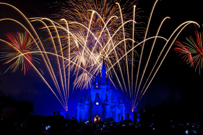 Обои картинки фото города, диснейленд, фейерверк, замок, золушки, штат, флорида, сша, шоу, представление, зрелище