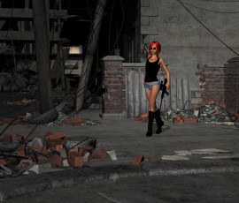 Картинка 3д+графика fantasy+ фантазия девушка взгляд оружие