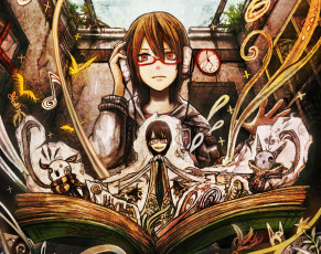 Картинка аниме -headphones+&+instrumental парень art комната nico singer книга наушники улыбка sekihan