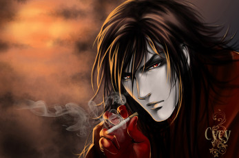 Картинка аниме *unknown+ другое дым парень взгляд сигарета