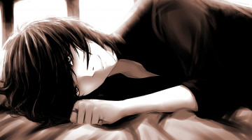 Картинка аниме *unknown+ другое парень взгляд лежит