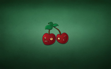 Картинка рисованные минимализм красные лист хмурые темноватый фон две вишня