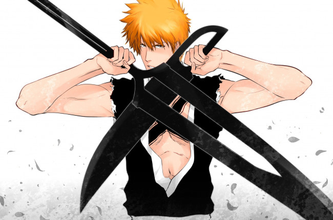 Обои картинки фото аниме, bleach, sword, bankai, kurosaki, ichigo, katana, shikai